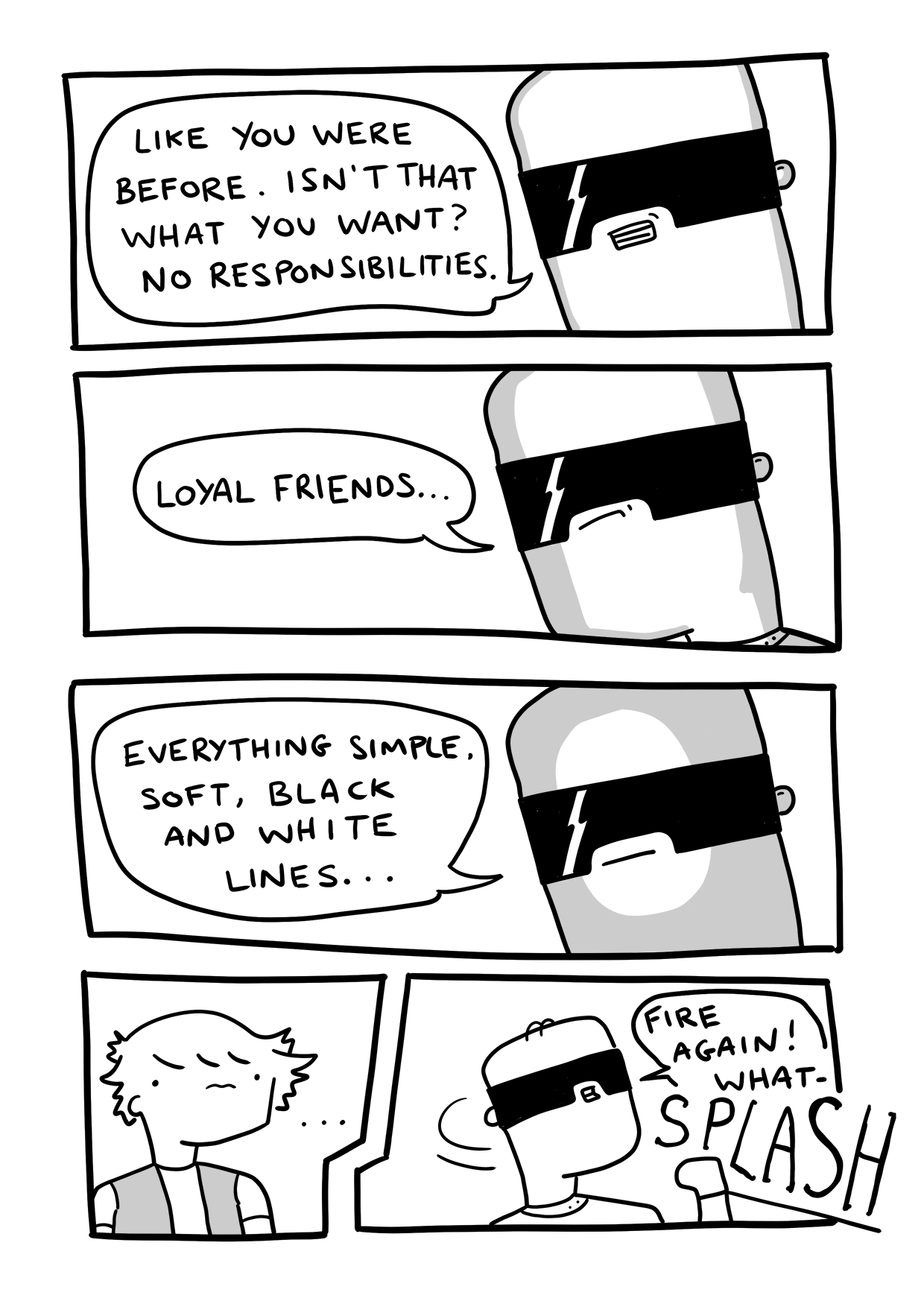 Five panels. Pontus close up getting slowly more dramatic with shadow, while Captain B is frozen with fear.